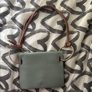 Elegant Leather Shoulder Bag in Sage Green
